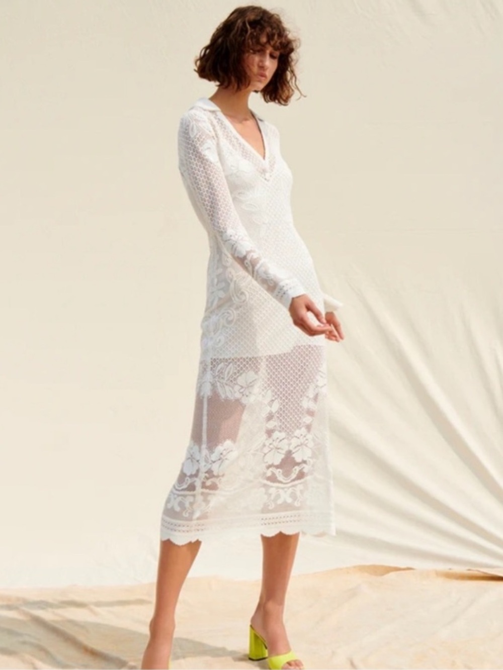 SAYLOR BELLONA Free People white ivory crochet dress